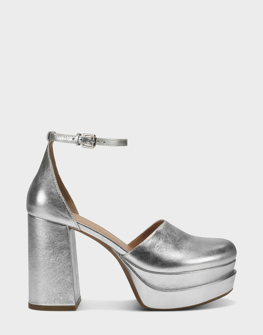 Heels * | Aerosoles Callan Silver Metallic Leather