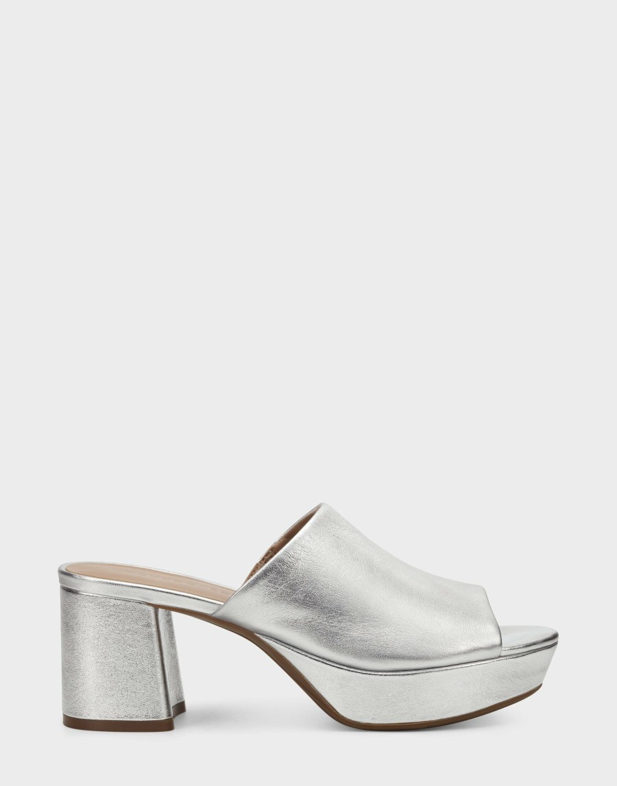 Heels * | Aerosoles Cassy Silver Metallic Leather