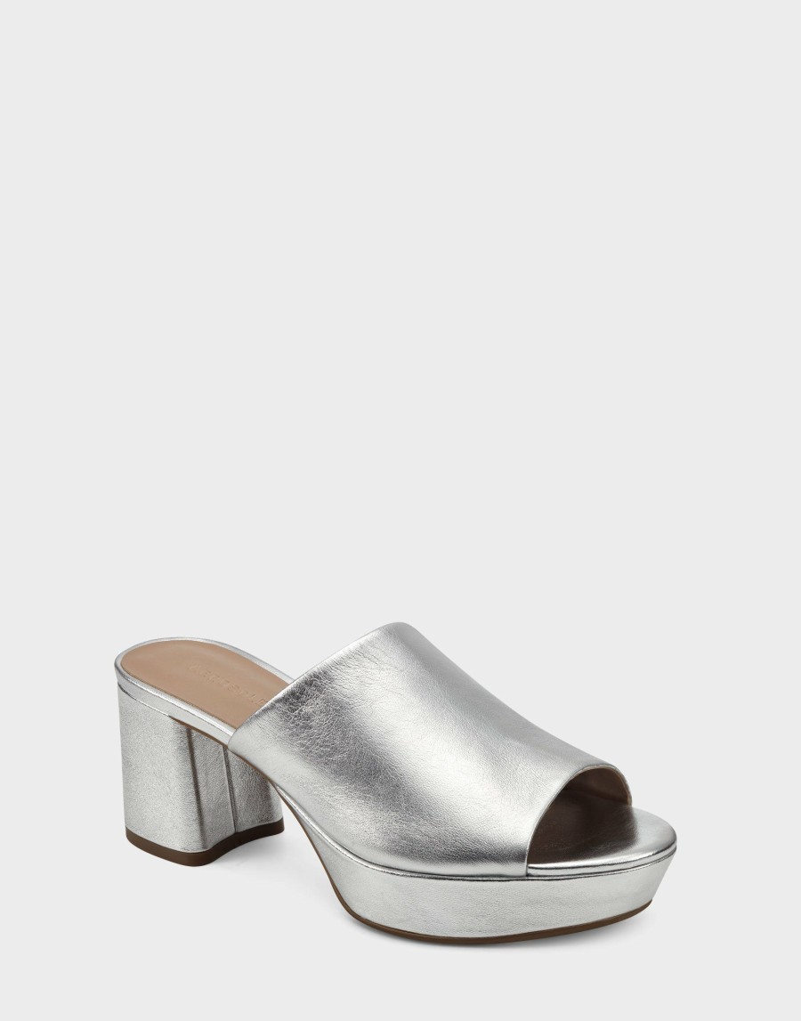 Heels * | Aerosoles Cassy Silver Metallic Leather