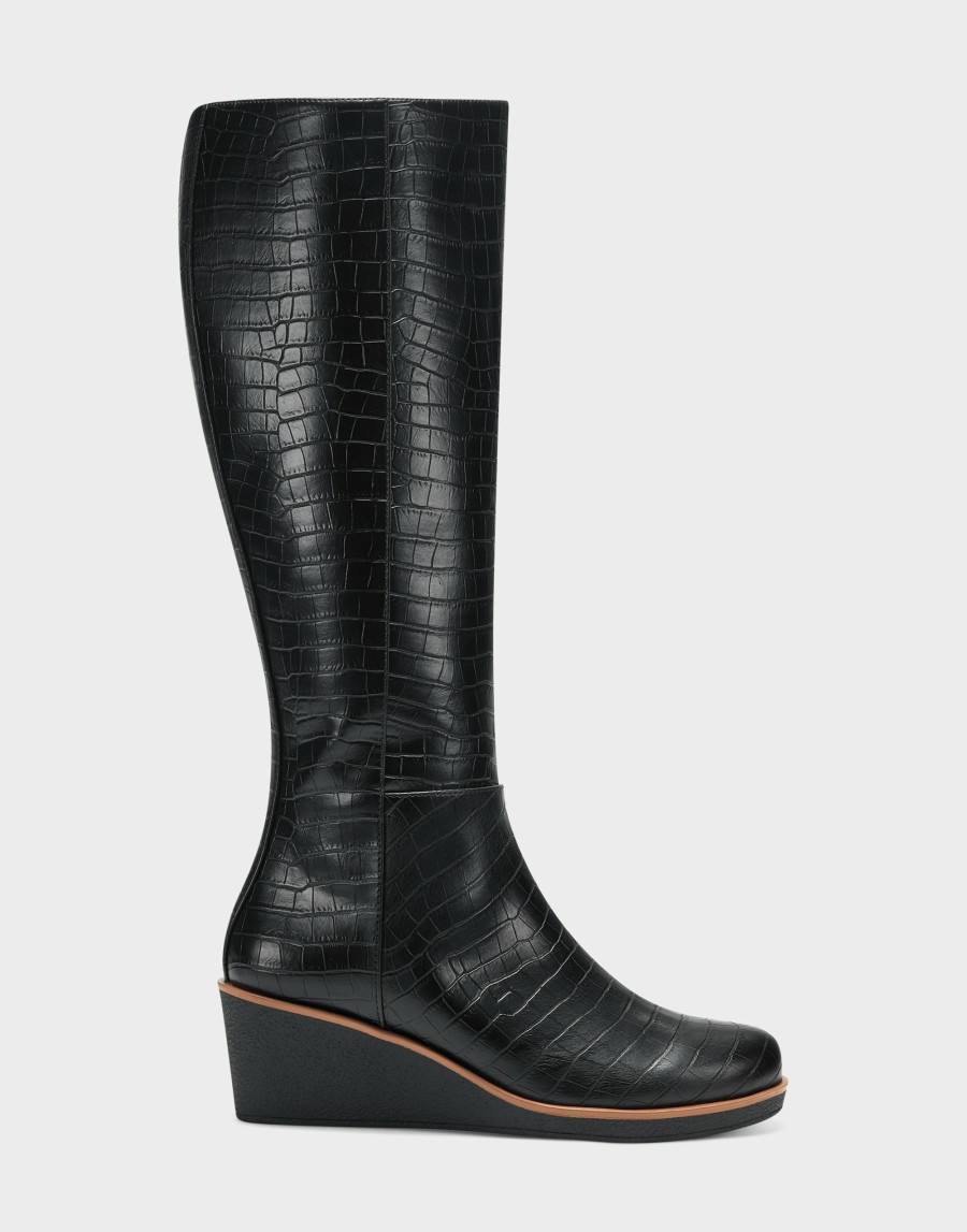 Boots * | Aerosoles Brenna Black Croco