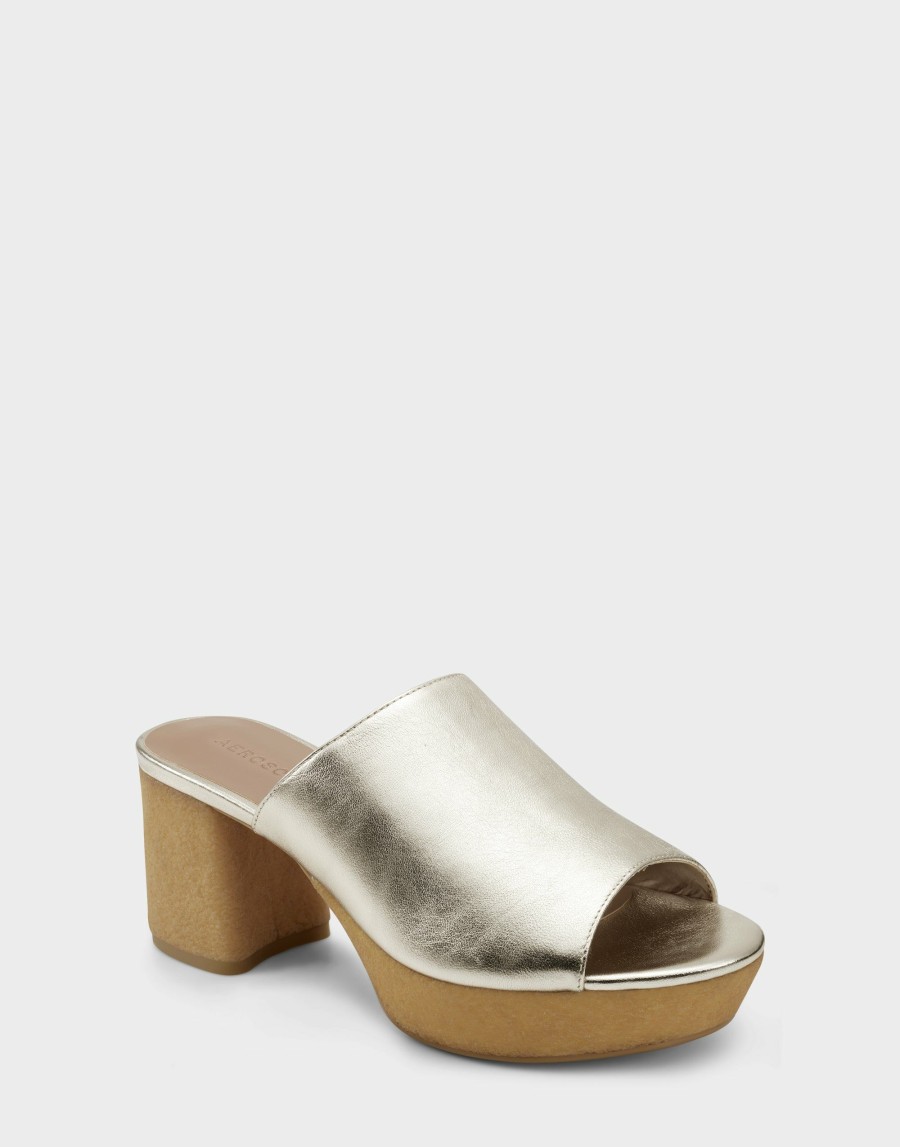 Heels * | Aerosoles Canie Gold Metallic Leather