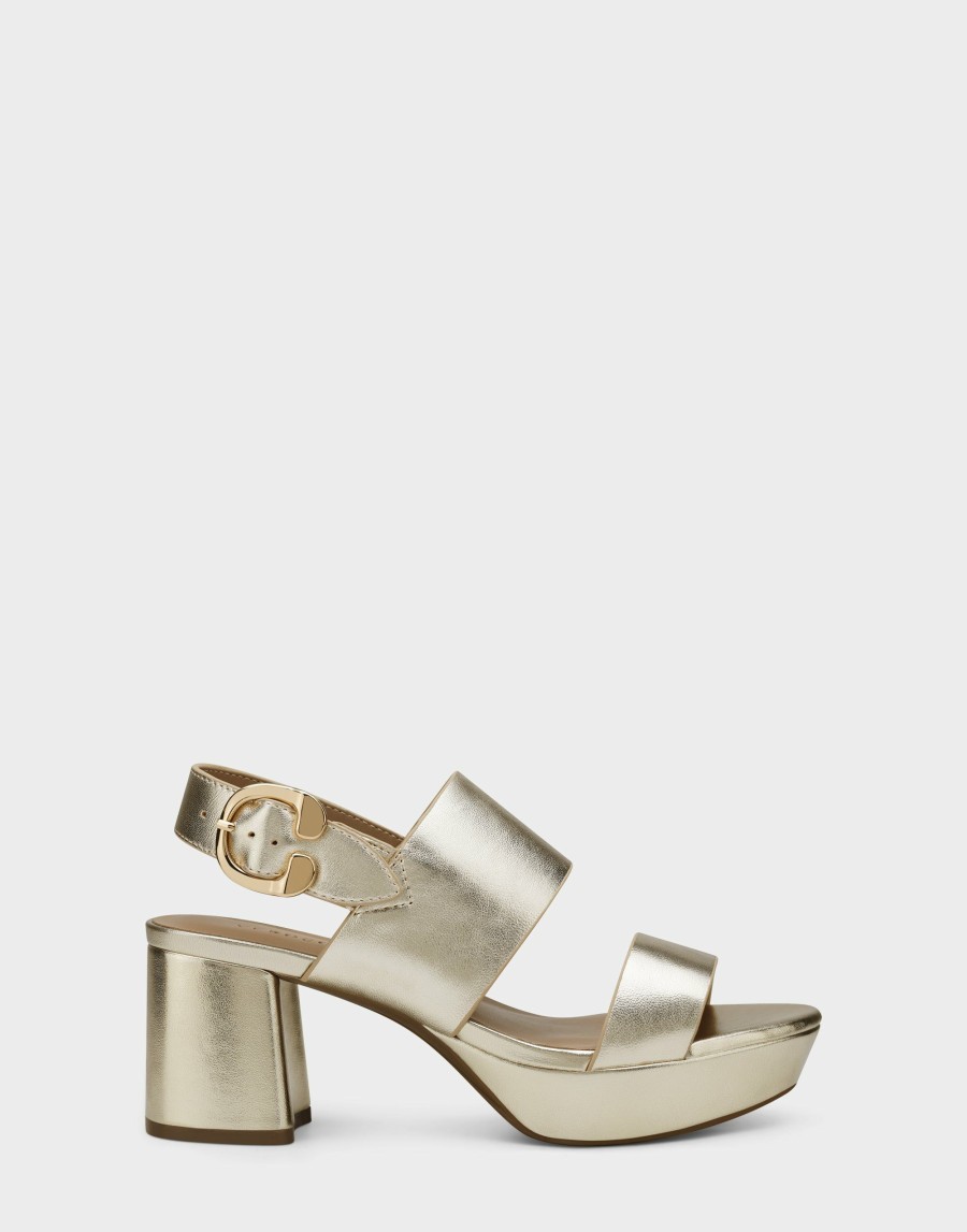 Heels * | Aerosoles Camera Gold Metallic Leather