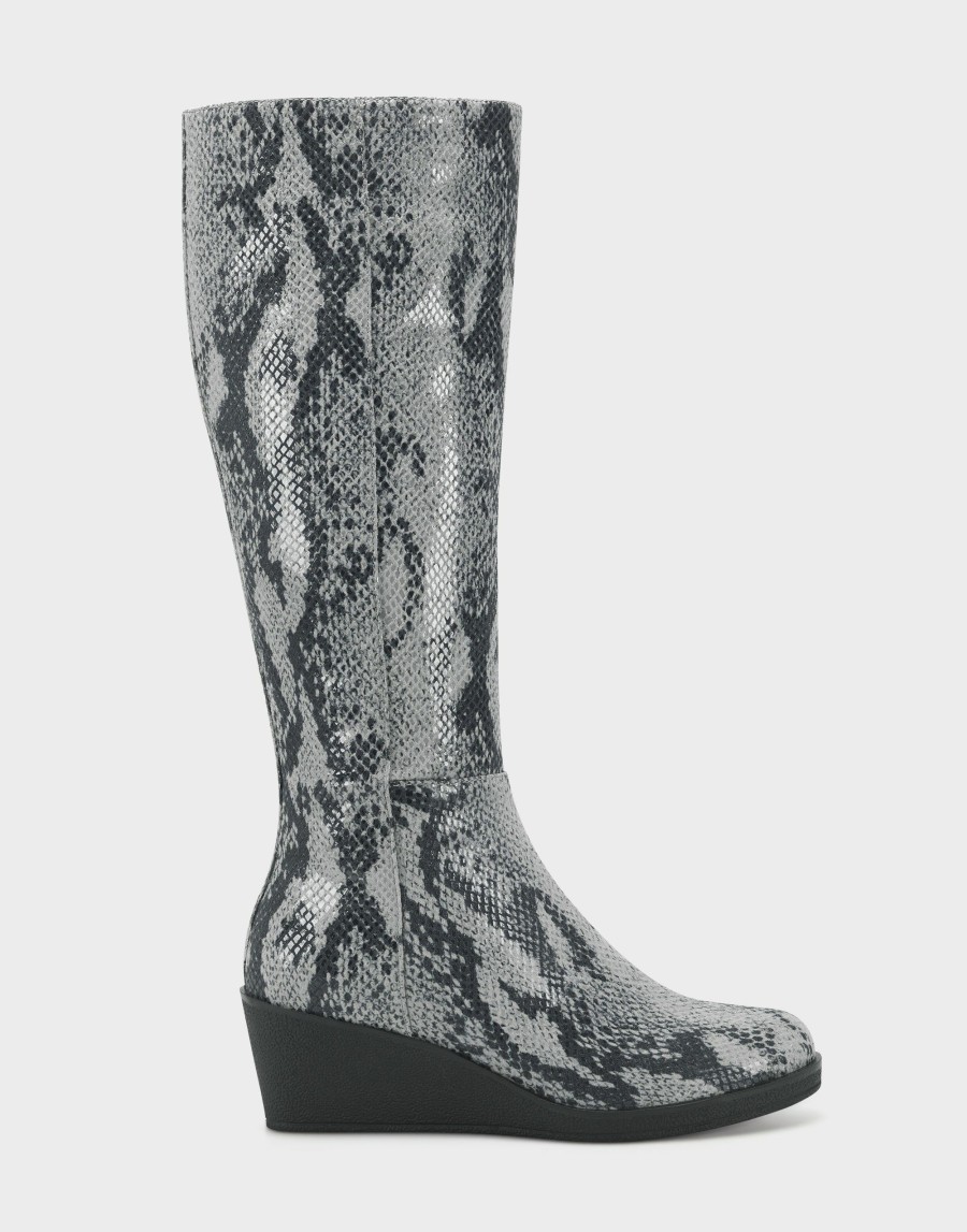 Boots * | Aerosoles Brenna Gray Snake