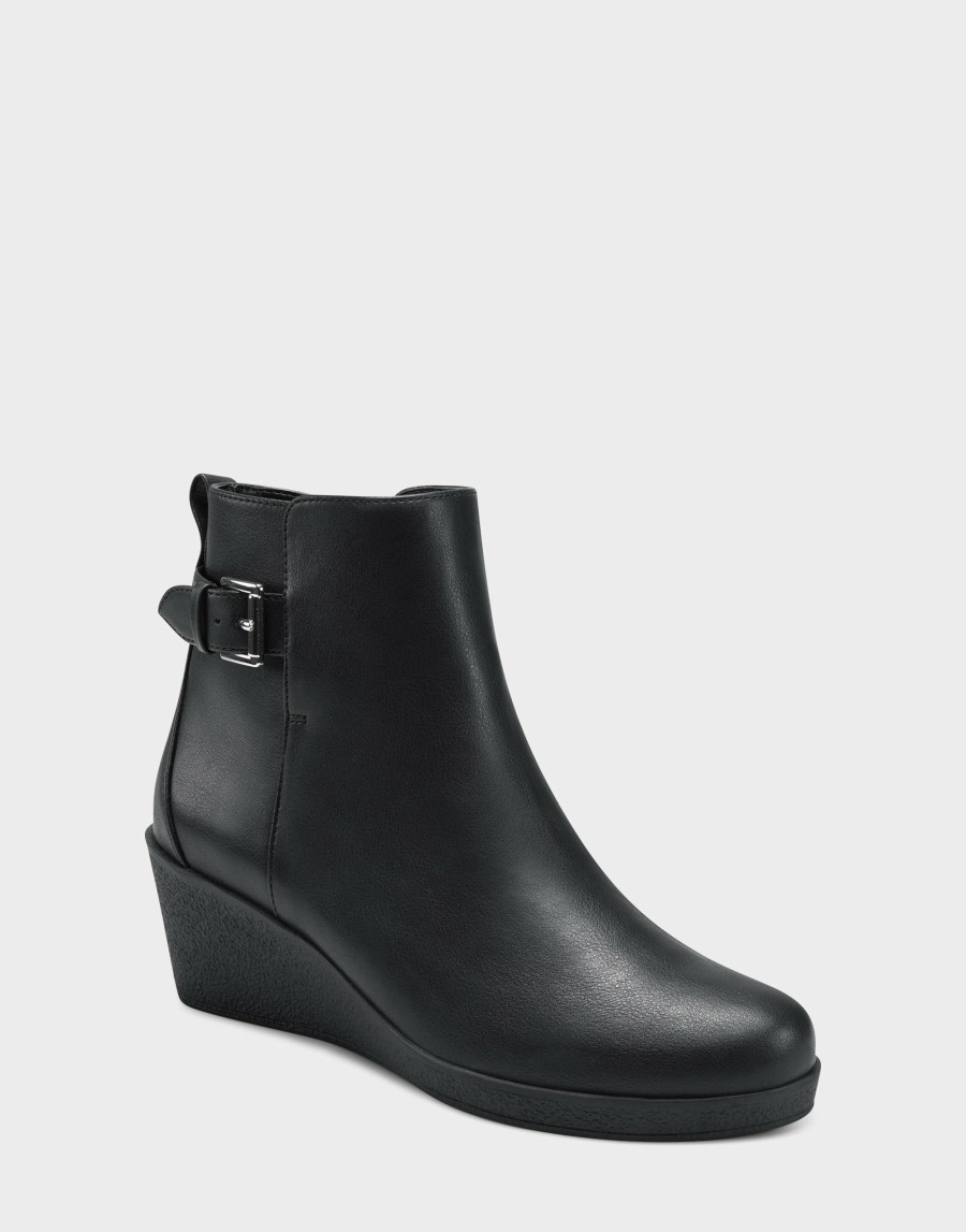 Boots * | Aerosoles Bonnie Black Faux Leather