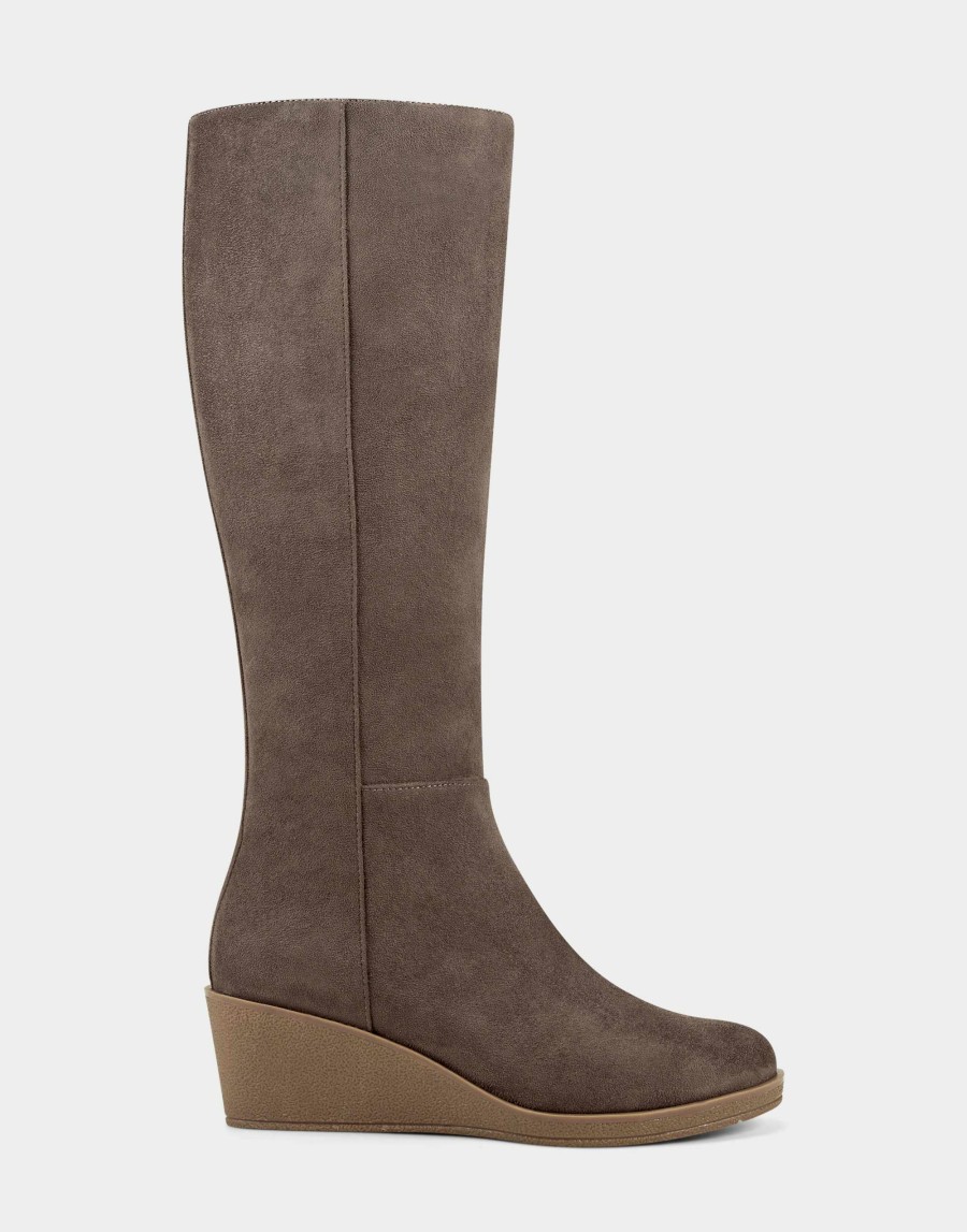 Boots * | Aerosoles Brenna Taupe Faux Suede